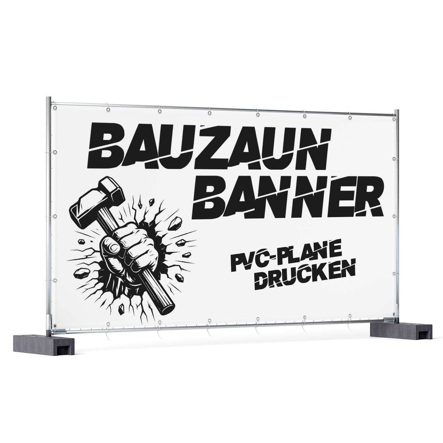 Bauzaunbanner auf PVC-Plane drucken – 340×173 cm, umsäumt & geöst