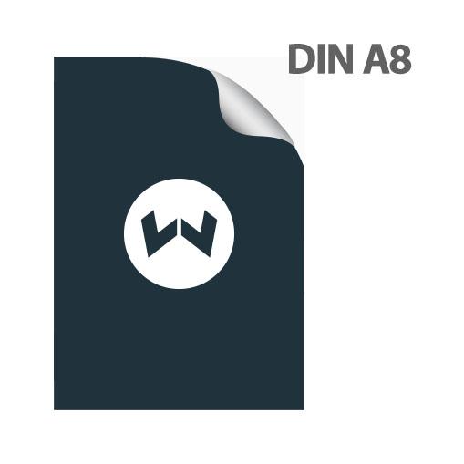 Aufkleber Sticker DIN A8 drucken | auch beschreib- bestempelbar | Maße 5,2 cm x 7,4 cm