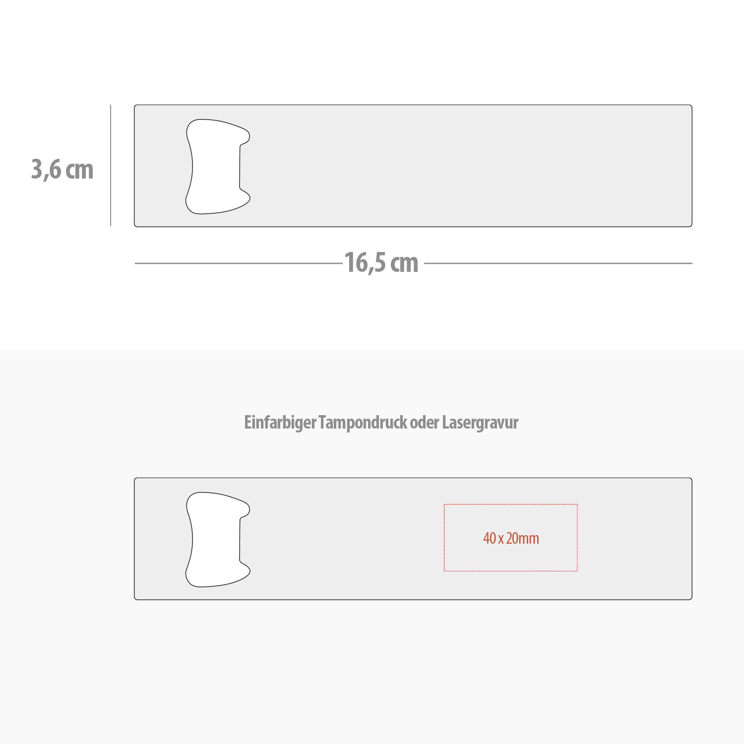 Maße und Druckflächen des Edelstahl-Flaschenöffners