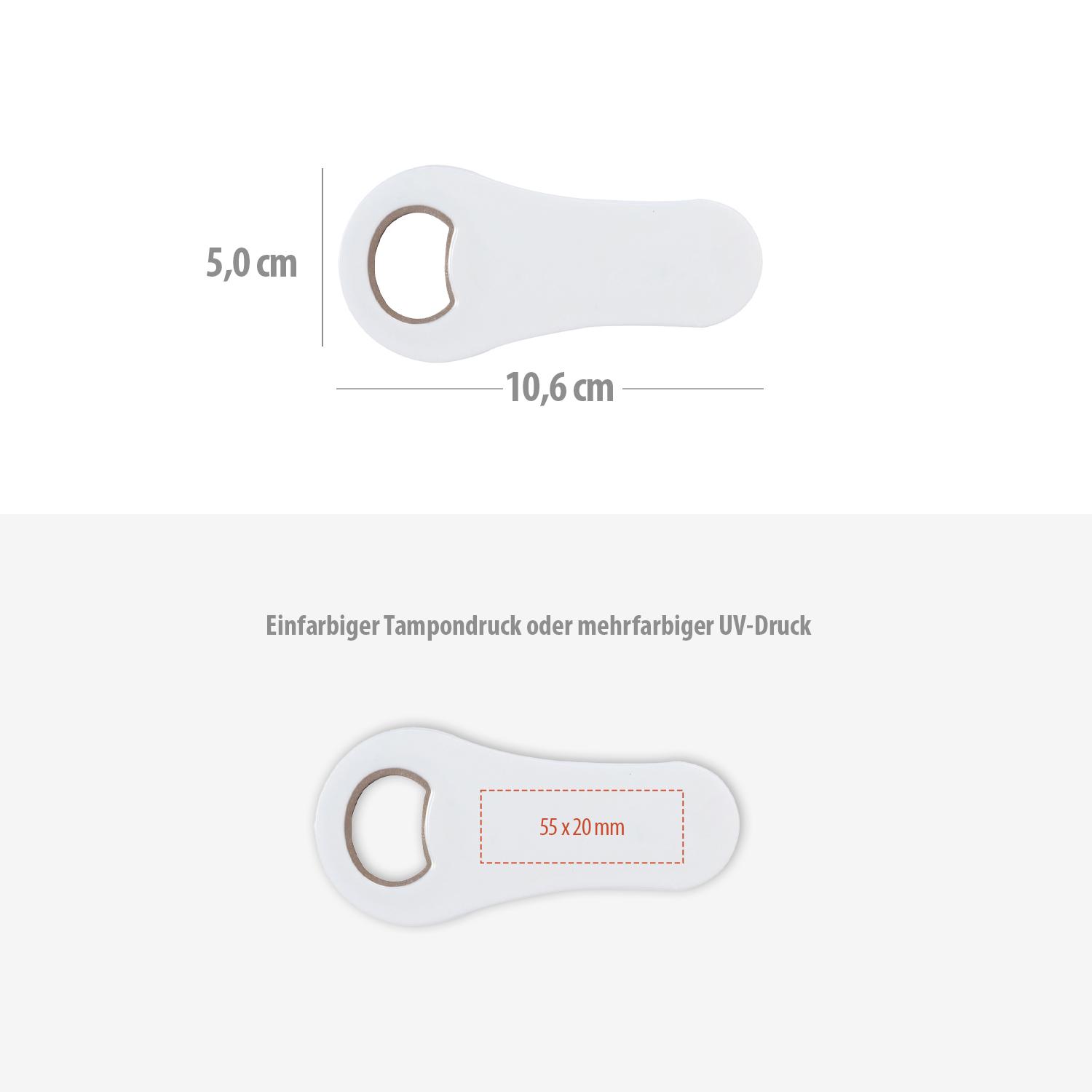 Maßzeichnung Kunststoff-Flaschenöffner magnetisch
