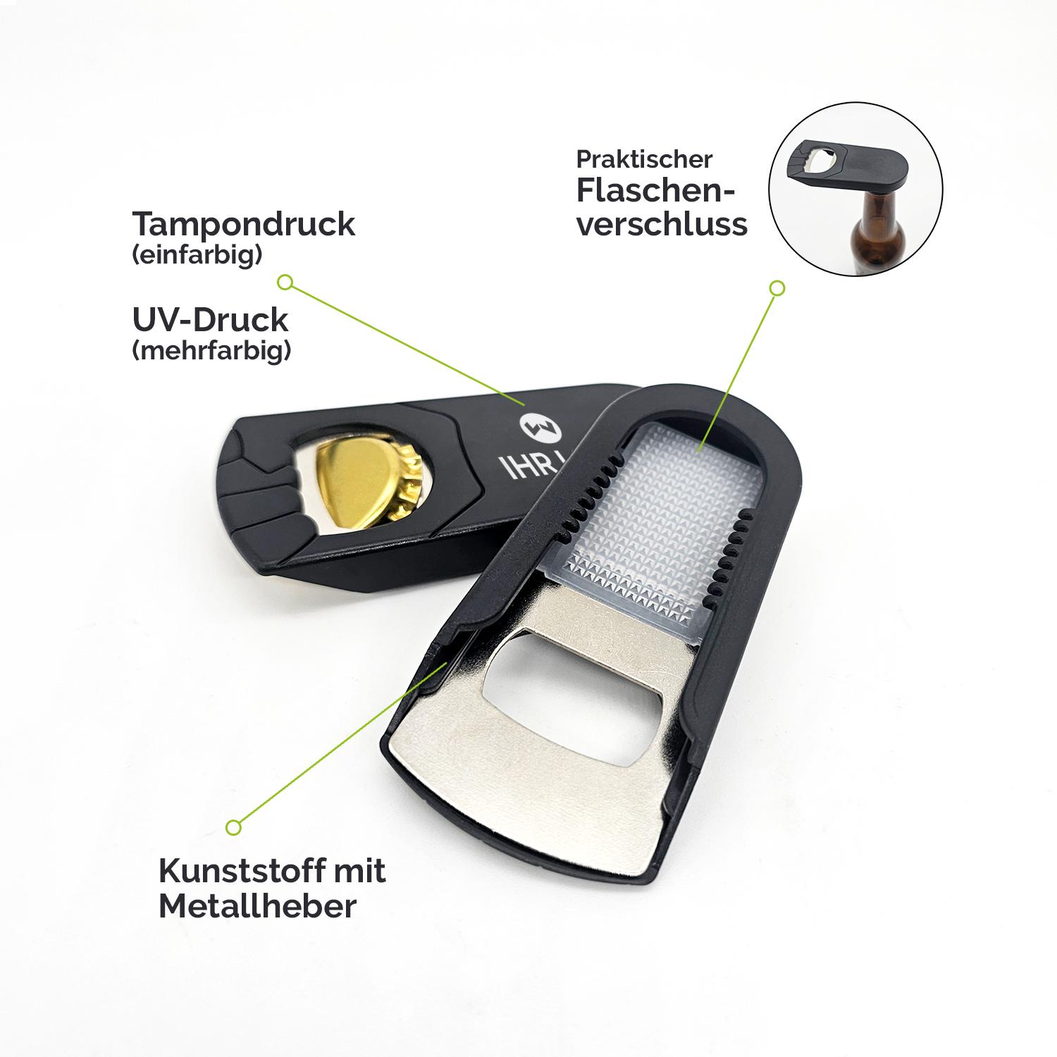 2in1 Flaschenöffner mit Verschluss – mit Logo bedrucken