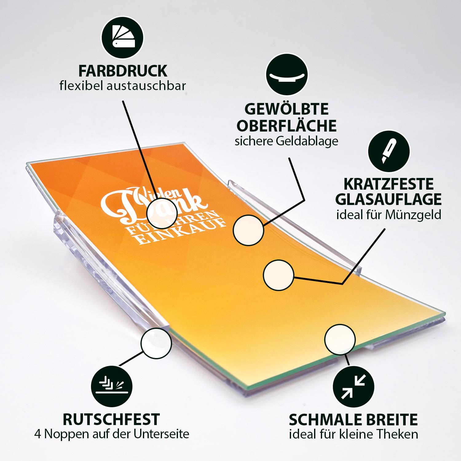 Produkteigenschaften von einem Zahlteller/ Kassierteller