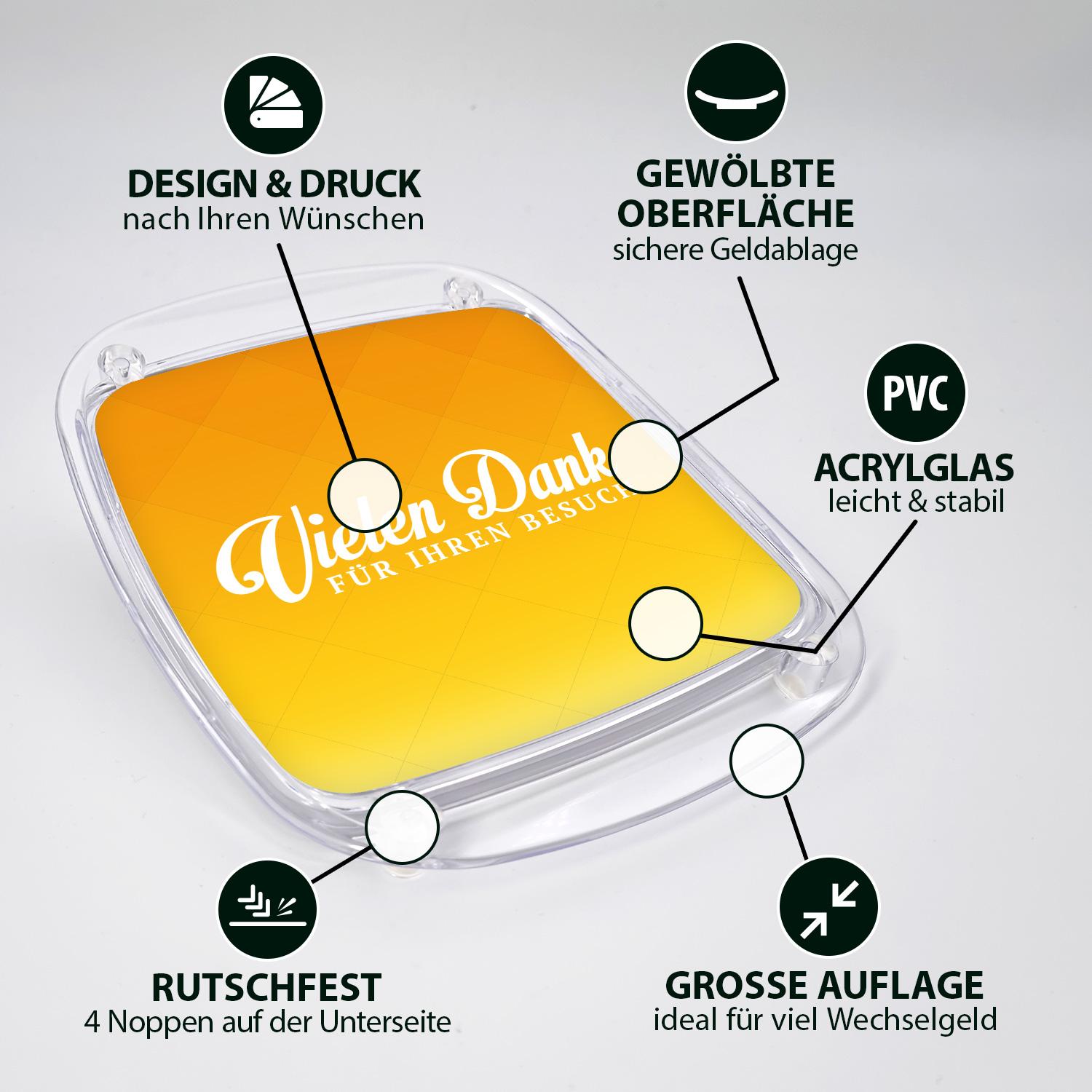 Produkteigenschaften von einem Zahlteller/ Kassierteller