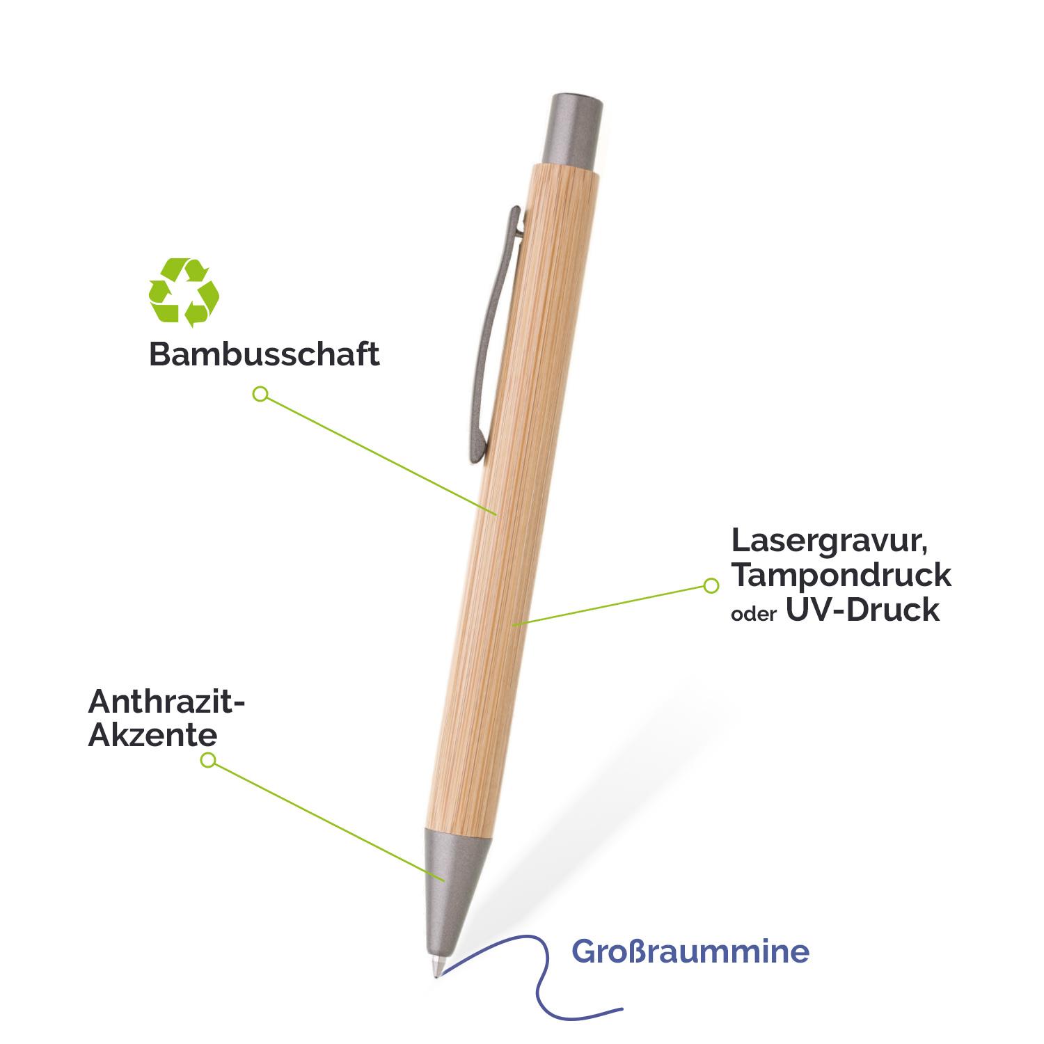 Kugelschreiber aus Bambus mit Gravur