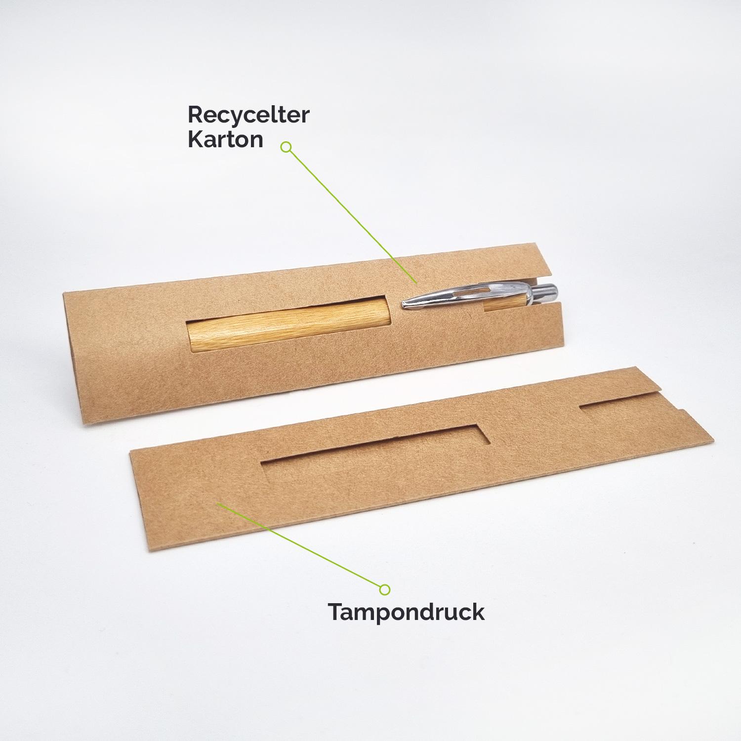 Papier-Etui für Kugelschreiber mit Sichtfenster aus Recyclingkarton