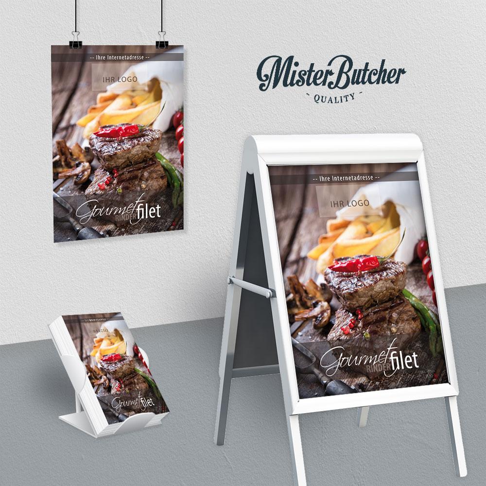 Werbeplakat Rinderfilet für Metzgerei und Fleischerei