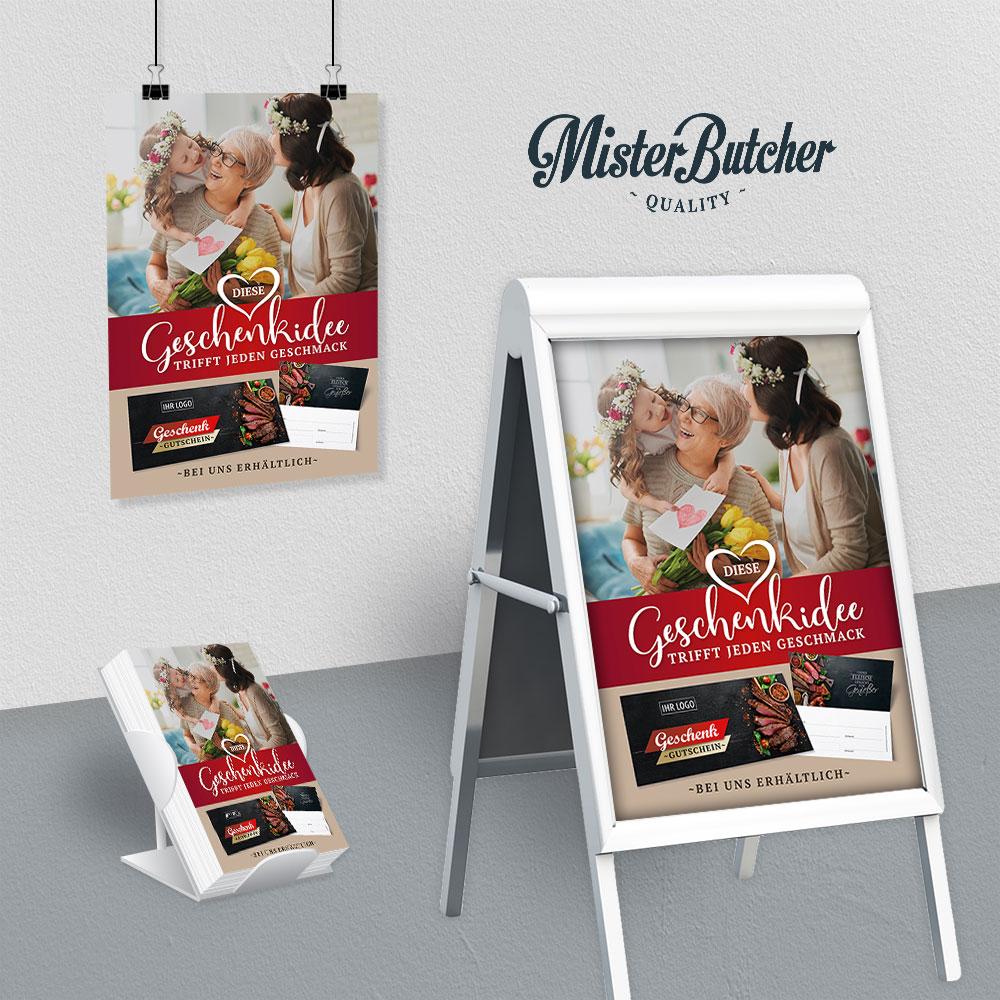 Passendes Werbeplakat zu Geschenkgutscheinen für Metzger