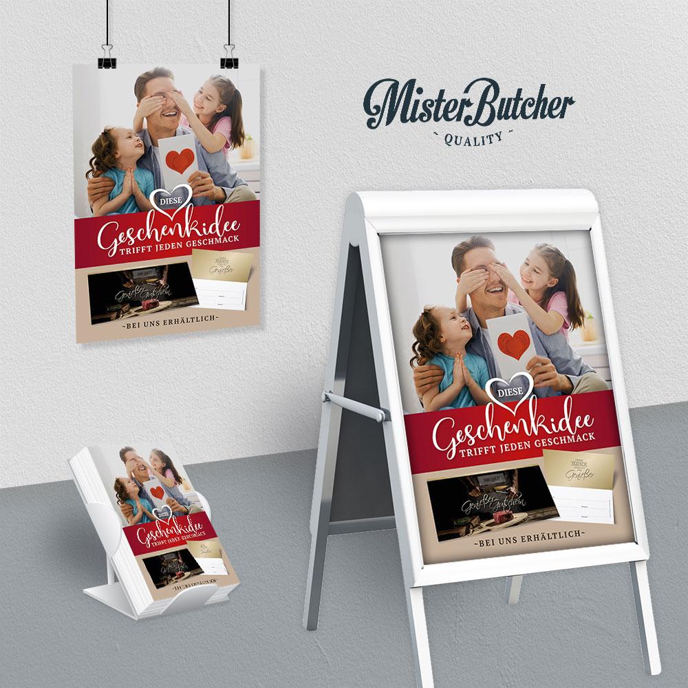 Werbeplakate drucken Geschenkgutscheine für Metzgerei und Fleischerei