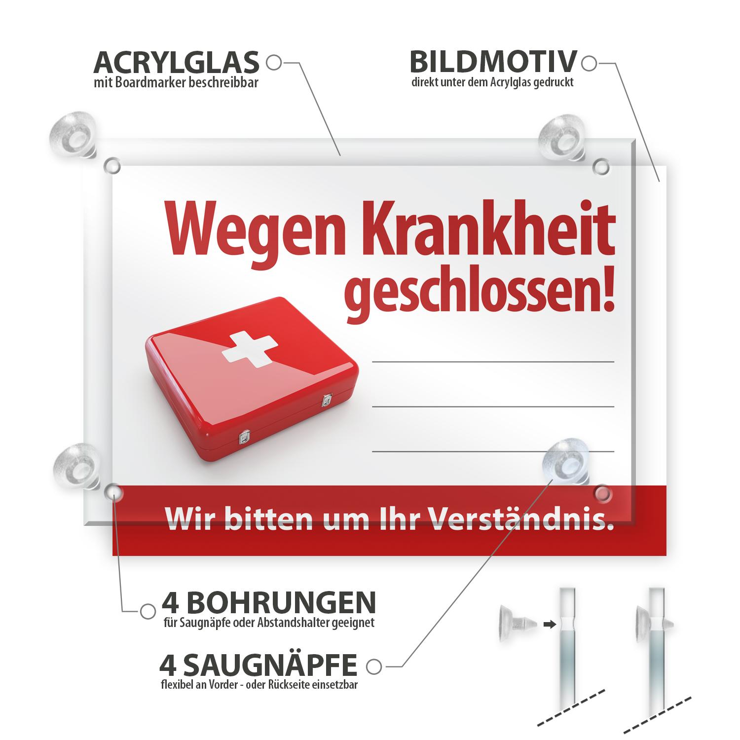 Kita Geschlossen Wegen Krankheit Geld Zurück Wegen Krankheit geschlossen - Schild beschreibbar