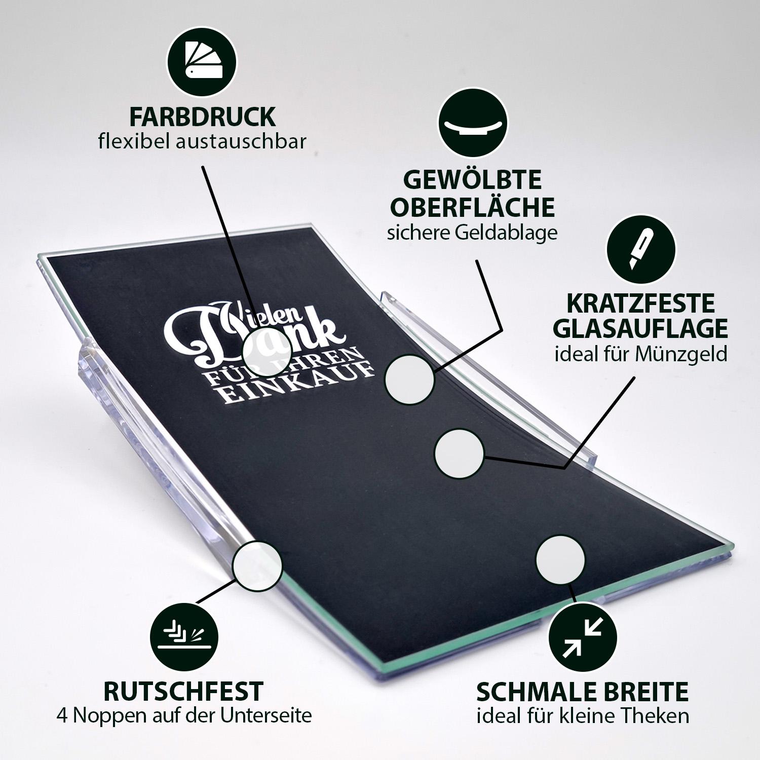 Produkteigenschaften von einem Zahlteller/ Kassierteller