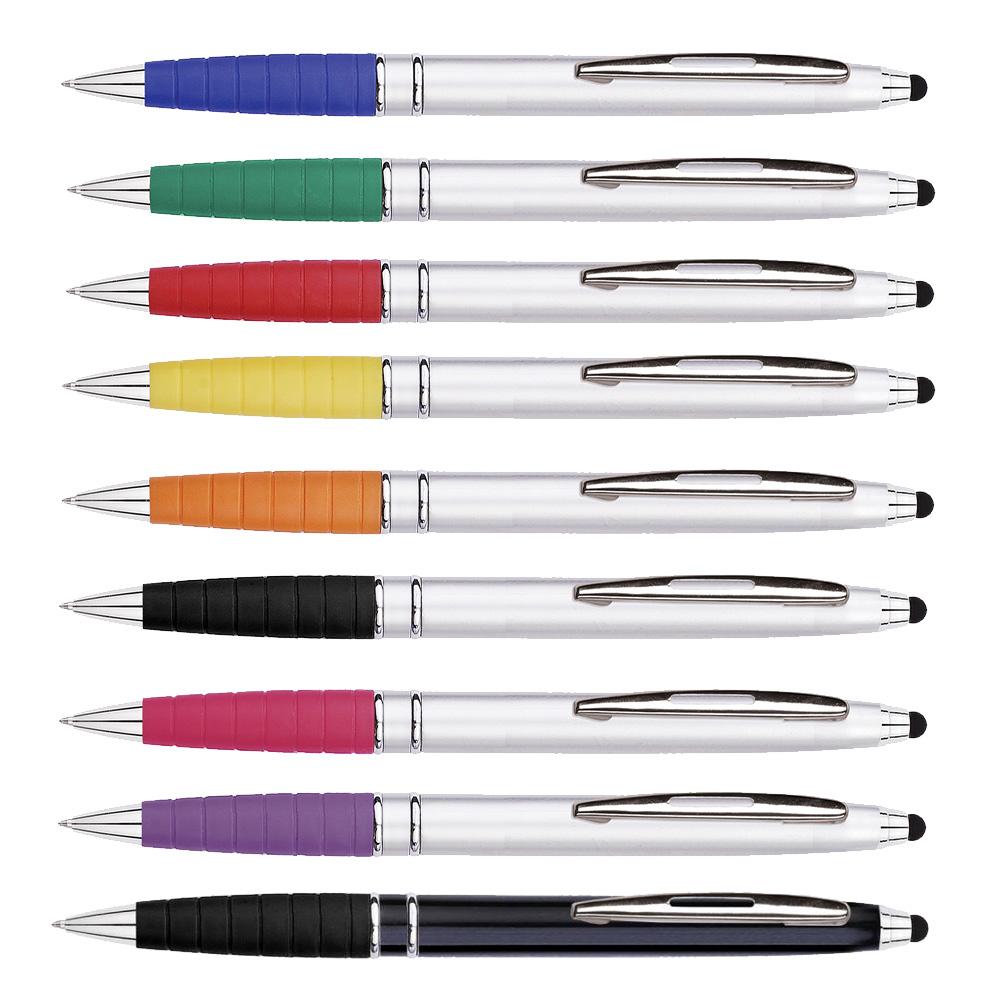 Touch-Pen Kugelschreiber SOL 11, mit Ihrem Logo bedruckbar in Edelstahloptik