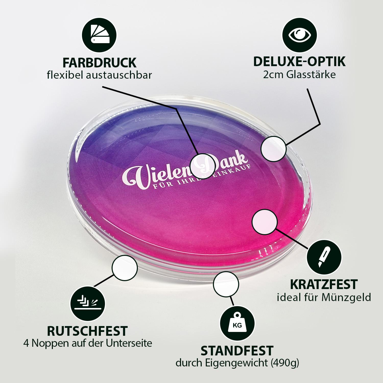 Produkteigenschaften von einem Zahlteller/ Kassierteller