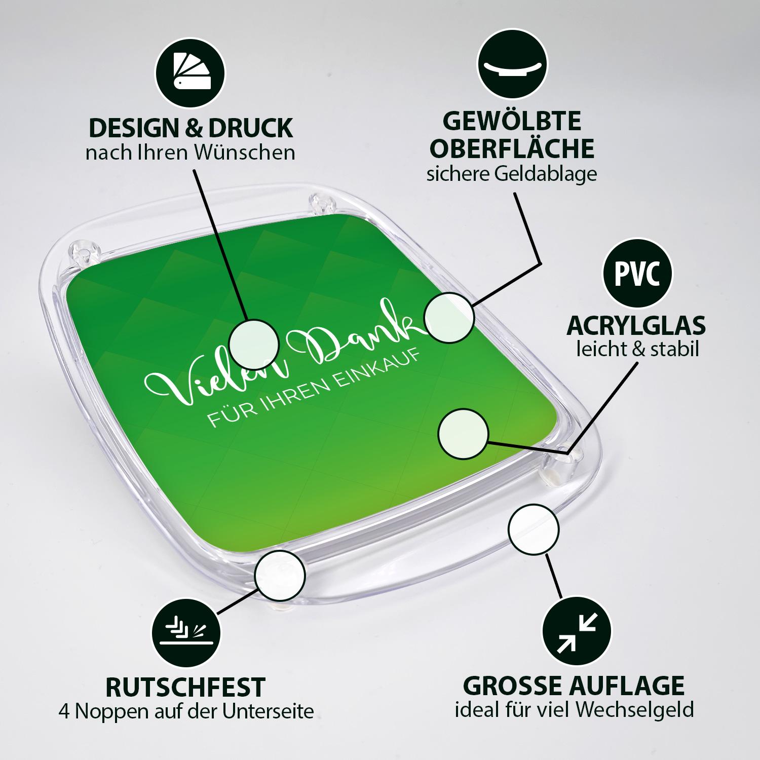 Produkteigenschaften von einem Zahlteller/ Kassierteller
