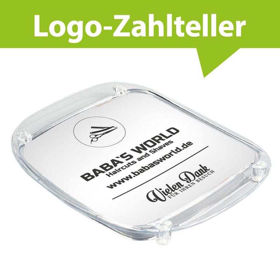 Logo-Zahlteller, Kassierteller für den Friseure