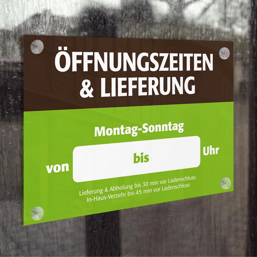 ffnungszeitenschild an der Eingangstr