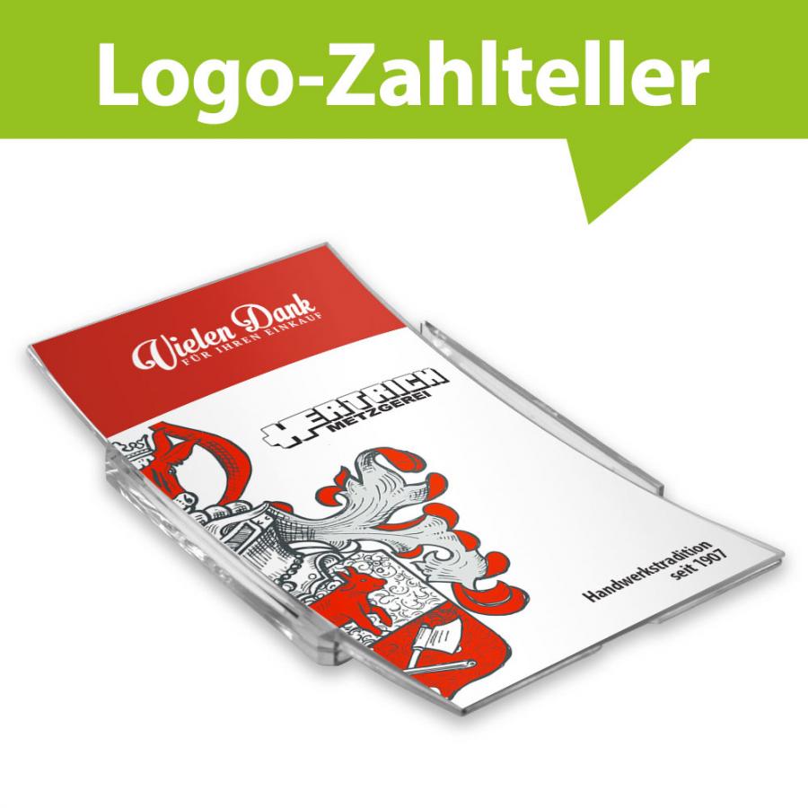 Logozahlteller Glasauflage für Fleischer und Metzger