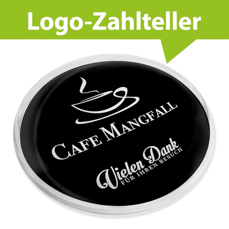  Edler Logozahlteller aus Glas  für Cafés