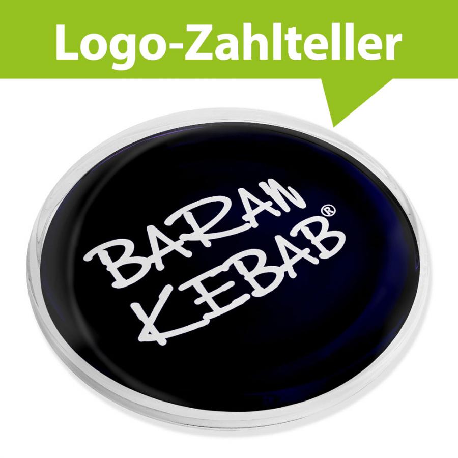  Edler Logozahlteller aus Glas fr einen Dner-Imbiss
