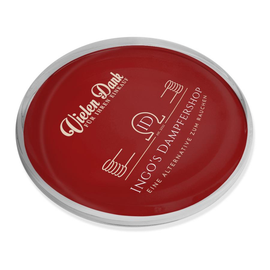 Edler Logozahlteller aus Glas fr ein Dampfershop