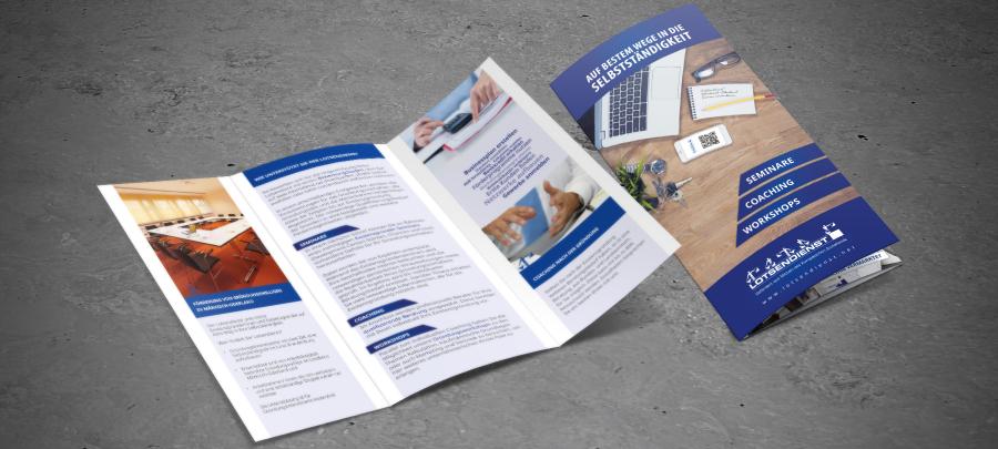 Flyer DIN lang Wickelfalz,  6- seitig bedruckt im Hochformat: 