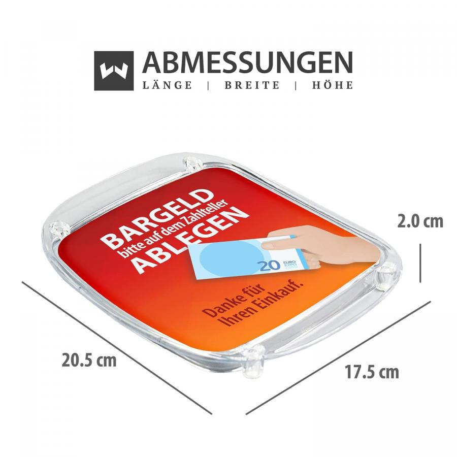 Maße vom Zahlteller, Kassierteller, Geldschale