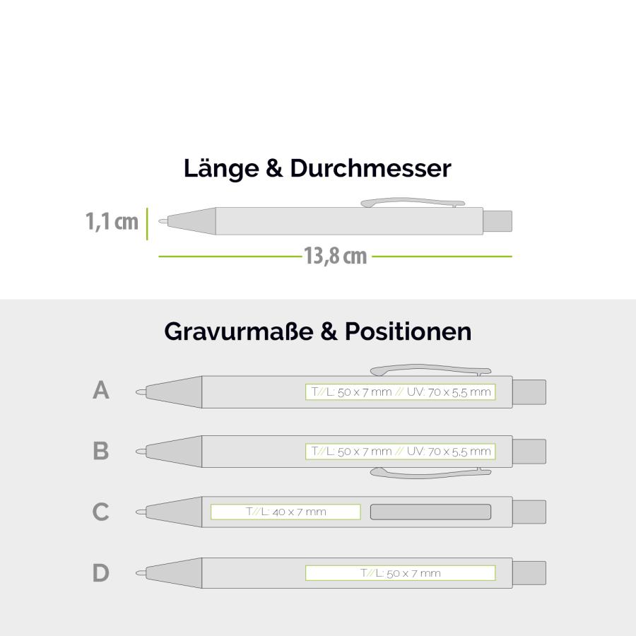 Adriano Wood Kugelschreiber aus Bambus Druckpositionen 