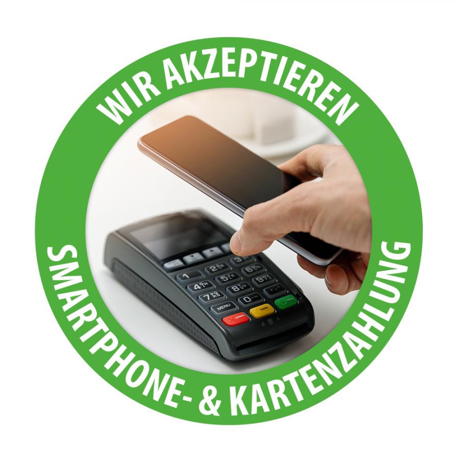 Aufkleber: Wir akzeptieren Handy- & Kartenzahlung