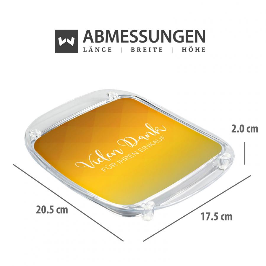 Artikelmaße Zahlteller, Kassierteller, Acrylglas, gelb