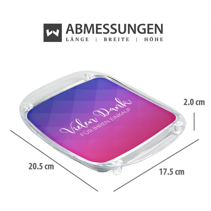 Artikelmaße Zahlteller, Kassierteller, Acrylglas, lila, violett