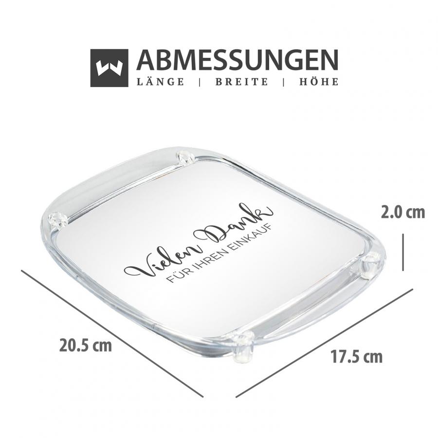 Artikelmaße Zahlteller, Kassierteller, Acrylglas, weiß