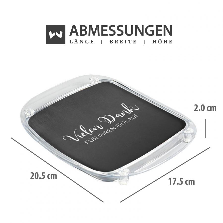 Artikelmaße Zahlteller, Kassierteller, Acrylglas, schwarz