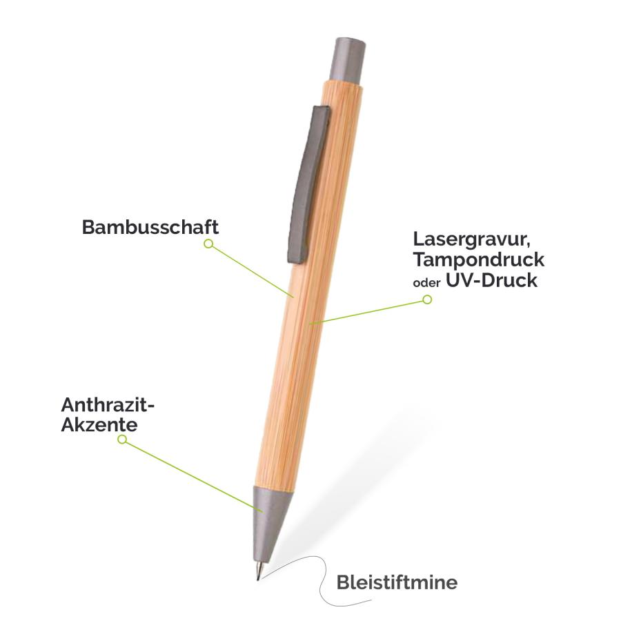 Druckbleistift aus Bambus mit Logo bedrucken oder gravieren