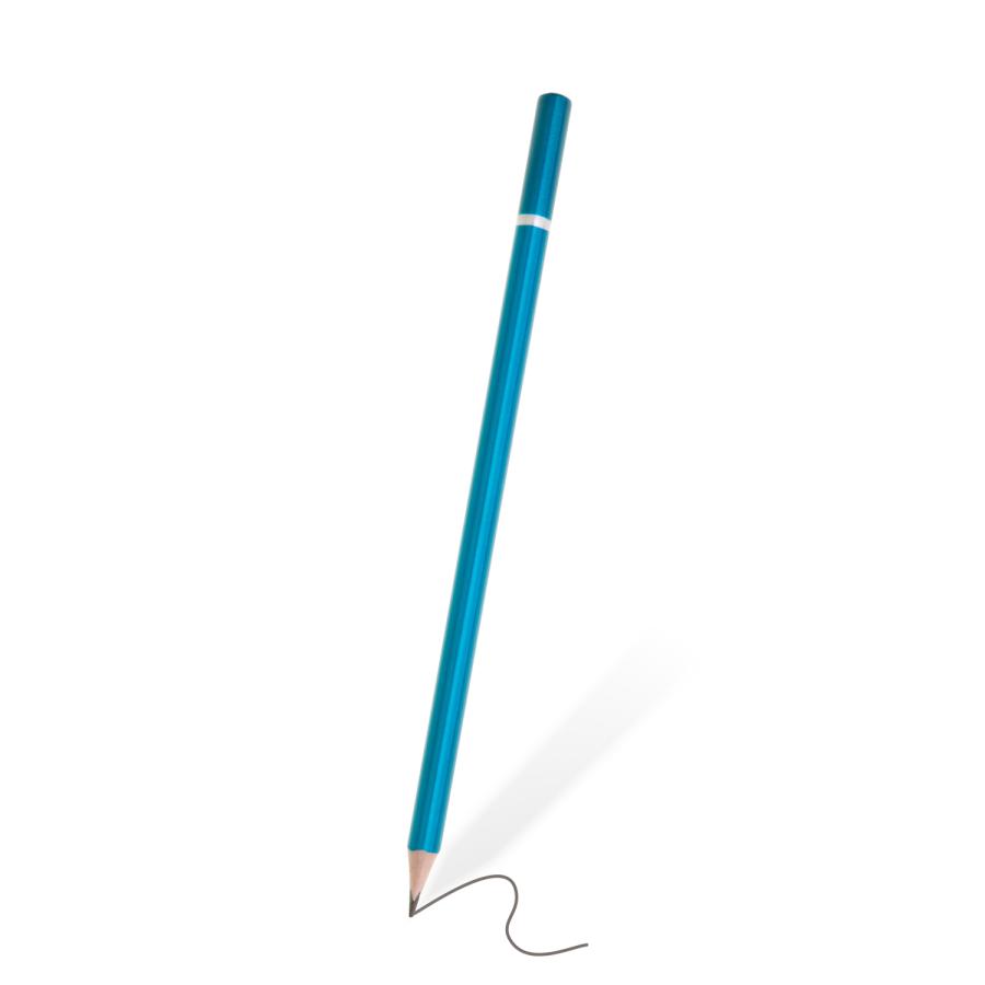 Dreieckiger Bleistift in Blau mit Metallic-Finish und gespitzter Graphitmine