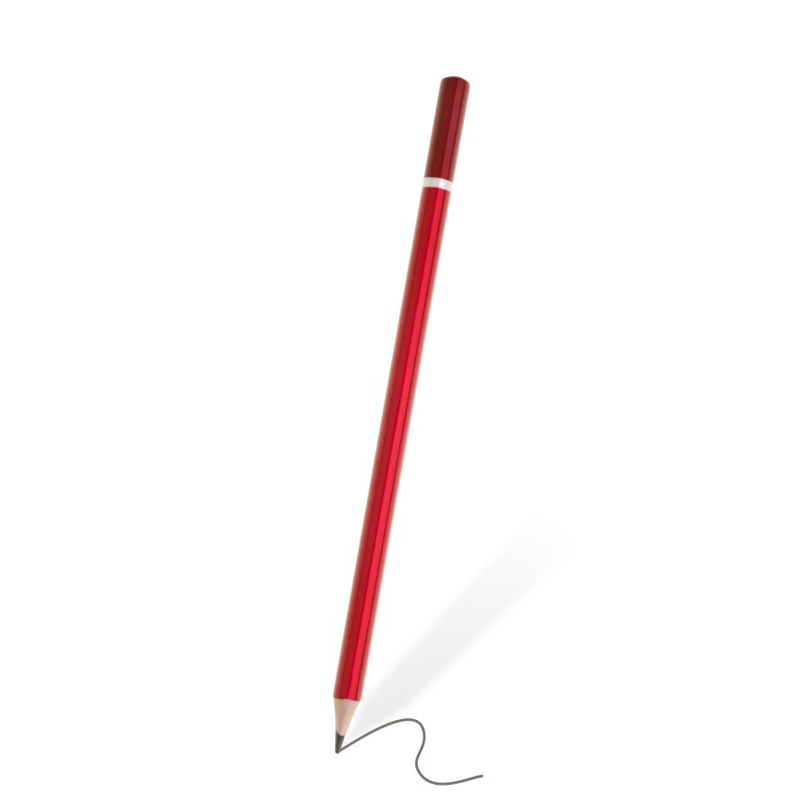 Kantiger Bleistift in Rot mit Metallic-Effekt und Graphitmine