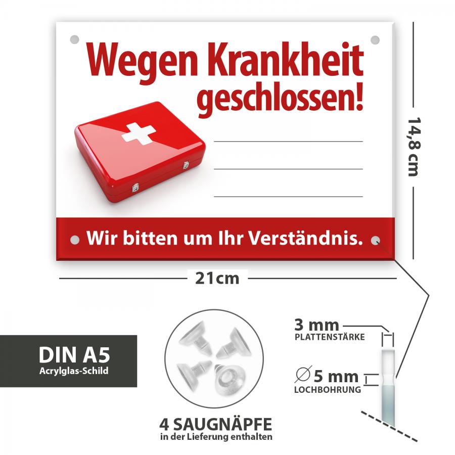 Schild: Wegen Krankheit geschlossen Mae