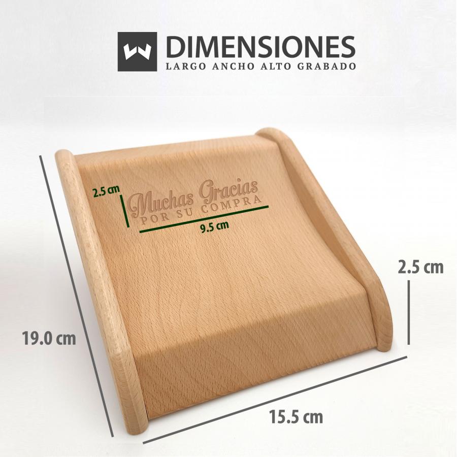 Dimensiones: Largo Ancho Alto Grabado