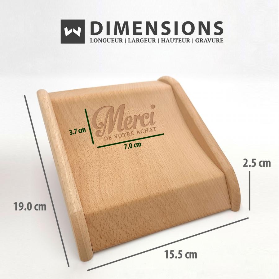 Dimensions : Longueur Largeur Hauteur Gravure