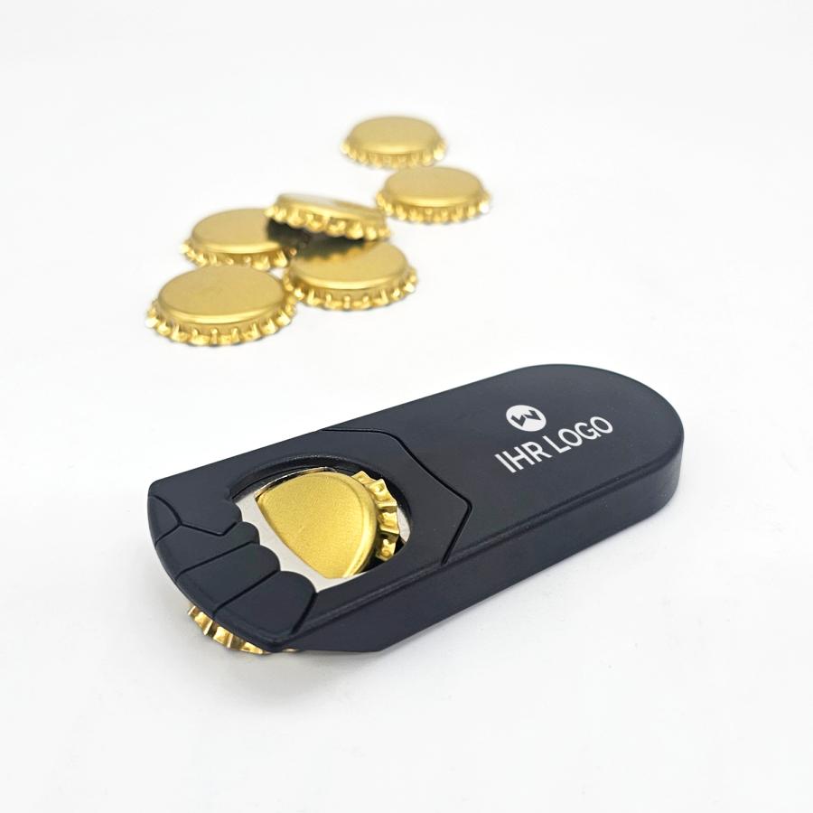 Bedruckter Flaschenöffner mit Logo und integrierter Verschlussfunktion