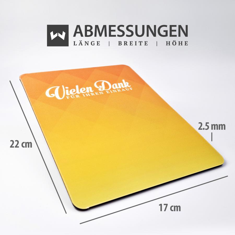 Zahlmatte, Thekenauflage Maße