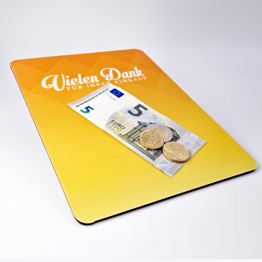 Zahlmatte, Thekenauflage mit Euroschein