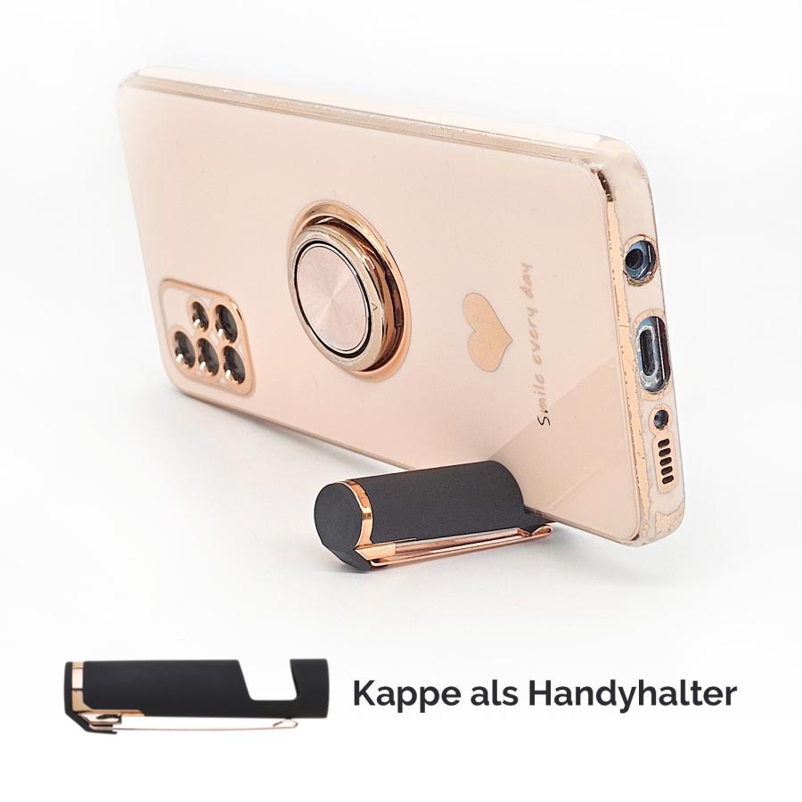 Kappe des Gelschreibers als Handyhalterung
