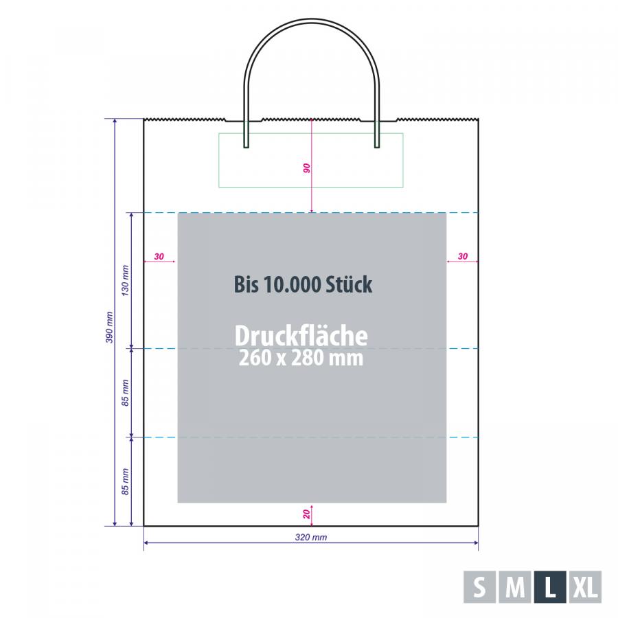 Geschenktüten weiß mit individueller Bedruckung, Druckbereich Kleinserie