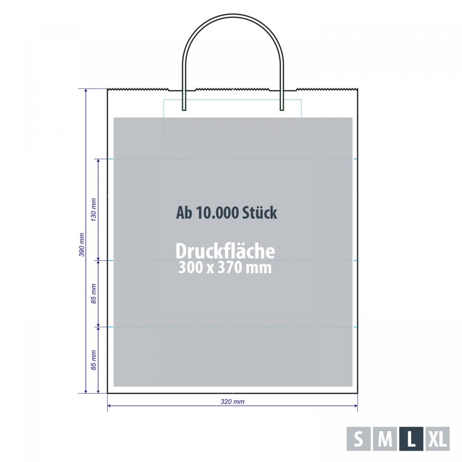Geschenktüten weiß mit erweiterter Druckfläche für Großauflagen – bis 300x370 mm