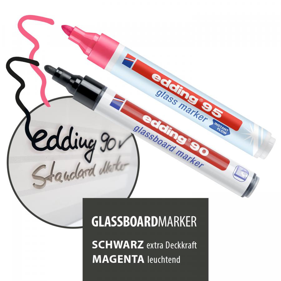 Glasboardmarker edding 90 für beschreibbares Öffnungszeiten Schild A3