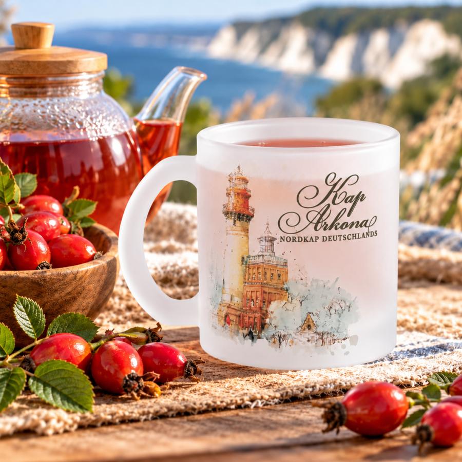 Gefrostete Glastasse FROST mit Sublimationsdruck und Tee als Imagebild