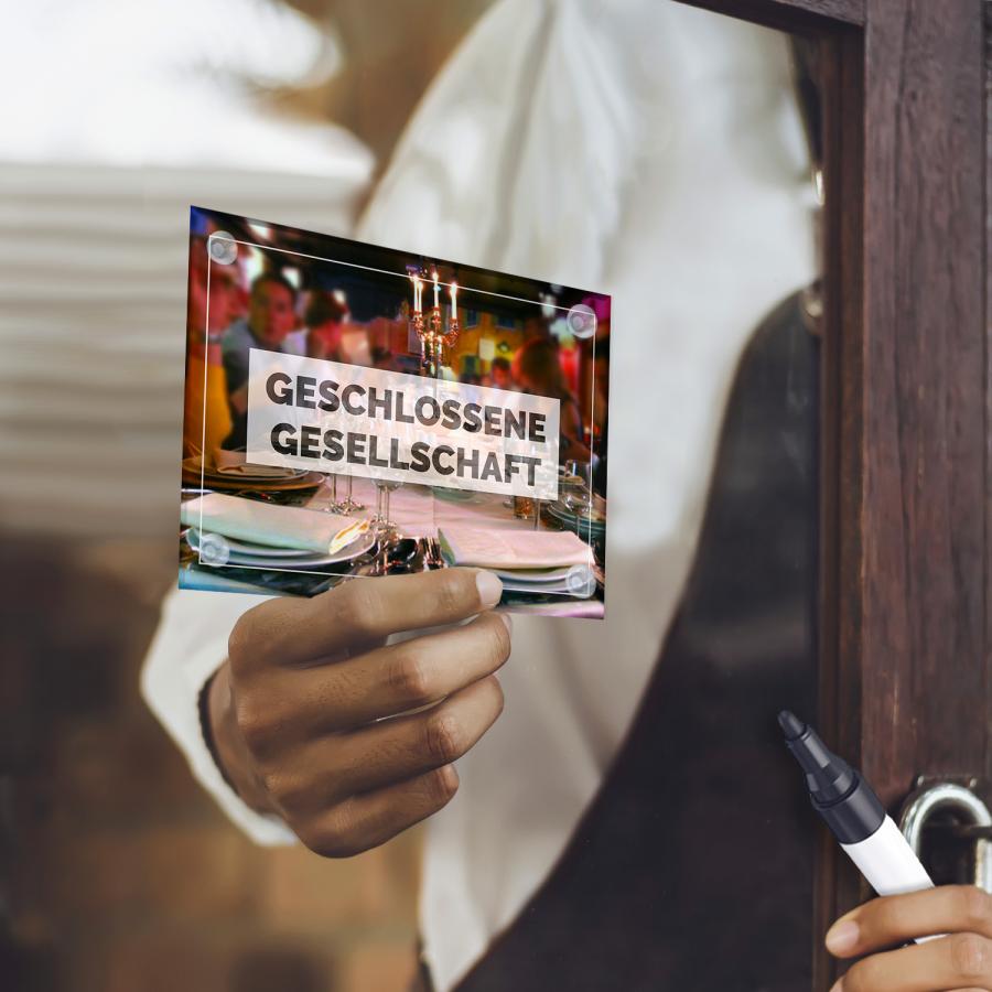 Schild, Hinweis- Tafel: GESCHLOSSENE GESELLSCHAFT aus edlem Acrylglas