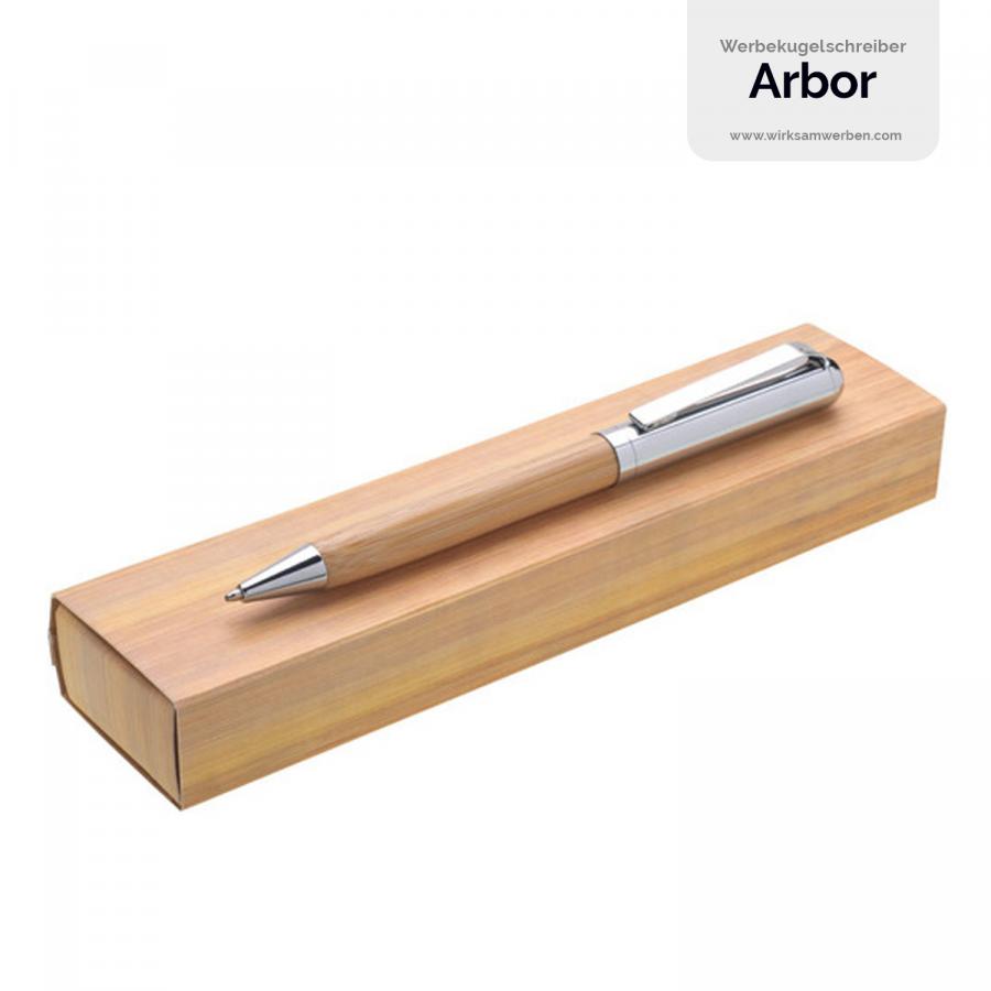 Hochwertiger Bambus- Kugelschreiber inklusive stilvoller Papierschachtel