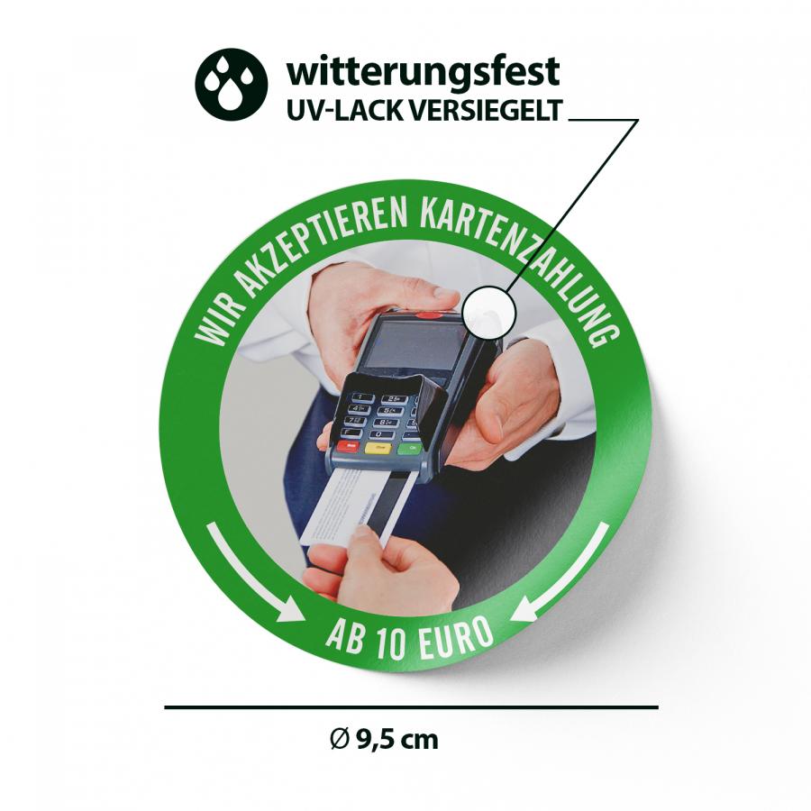 Aufkleber Wir akzeptieren Kartenzahlung ab 10 Euro