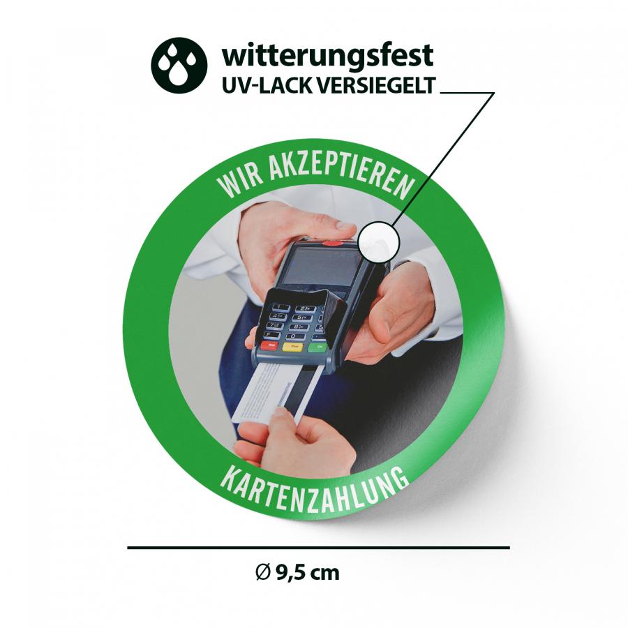 Aufkleber: Wir akzeptieren Kartenzahlung