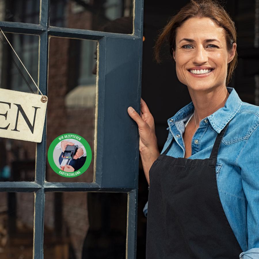 Aufkleber: Wir akzeptieren Kartenzahlung